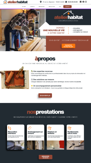Template de site web pour activité artisanale bâtiment rénovation, design professionnel